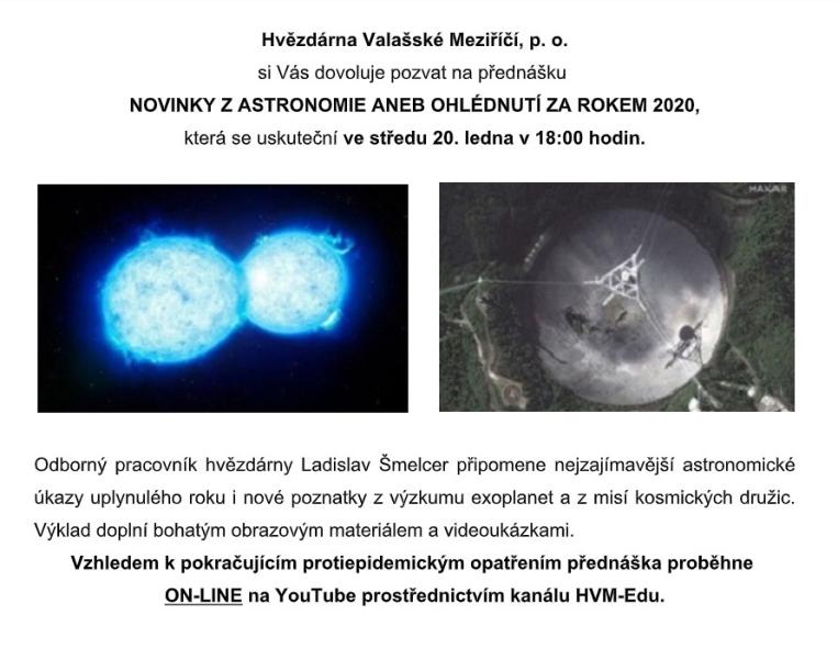 NOVINKY Z ASTRONOMIE ANEB OHLÉDNUTÍ ZA ROKEM 2020