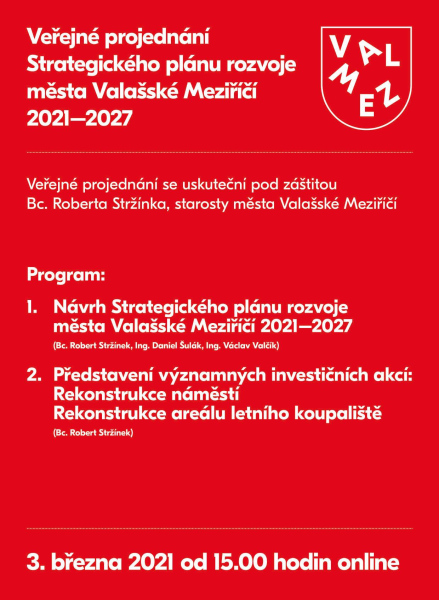 Veřejné projednání Strategického plánu rozvoje města Valašského Meziříčí 2021-2027