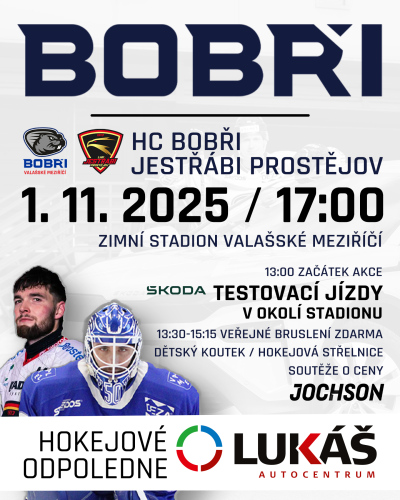 Hokejový den s Autocentrum Lukáš, HC Bobři - Jestřábi Prostějov
