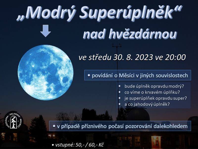 Modrý "Superúplněk" nad hvězdárnou